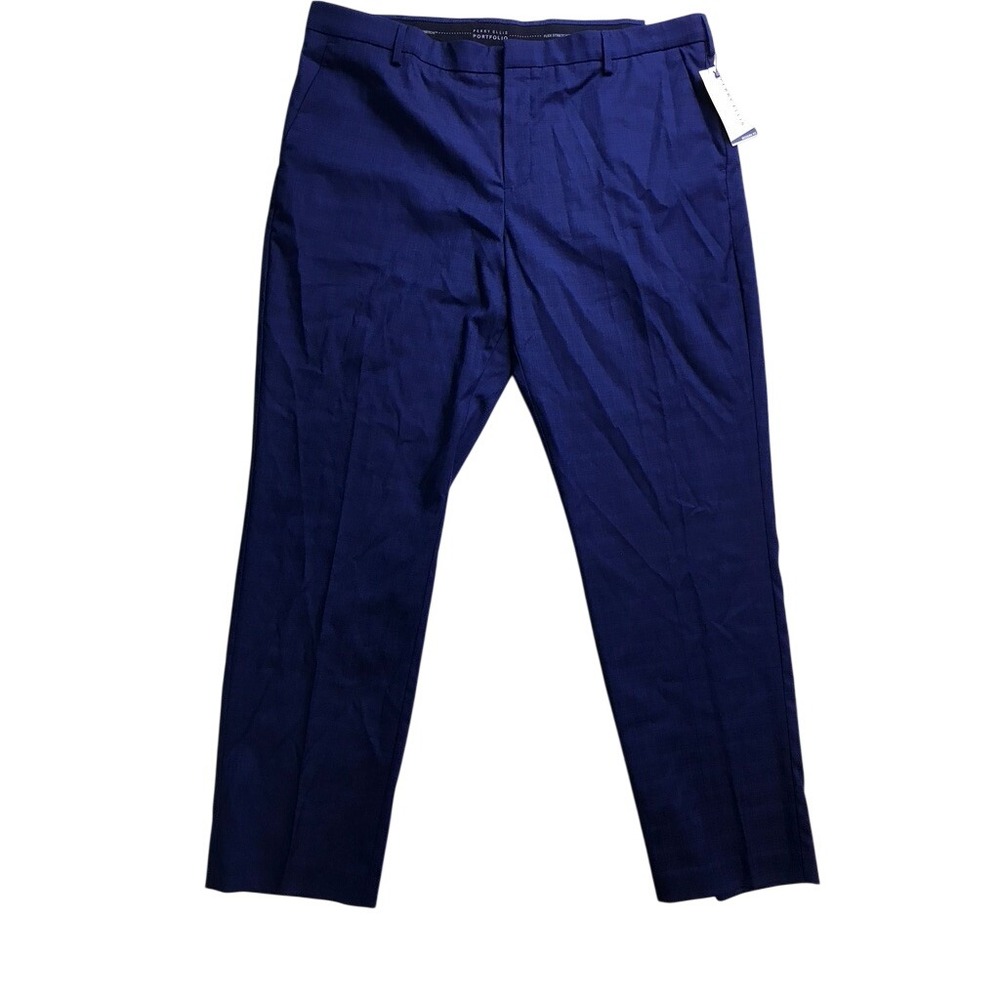 Perry Ellis Portfolio Dress Pants Mens 40x32 Blue Flex Stretch Modern Fit NWT